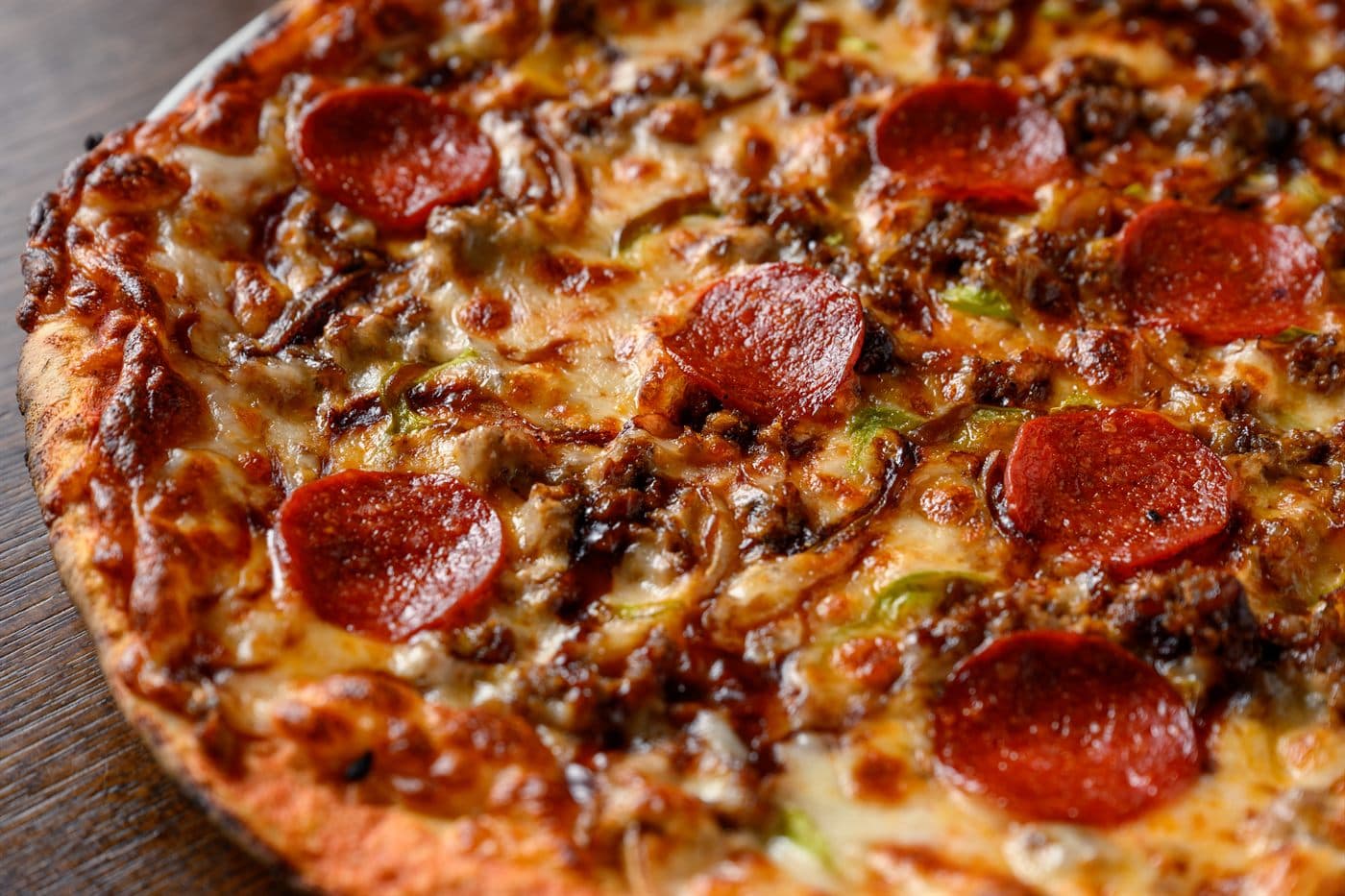 Pepperoni pizza straight from the oven