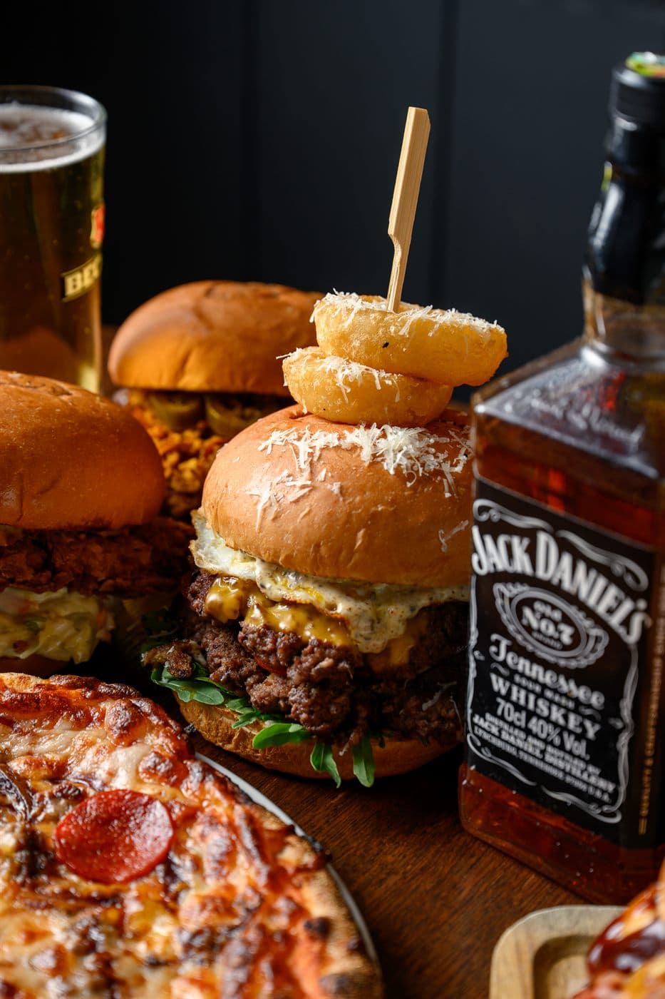 Burger and a beer at the bar